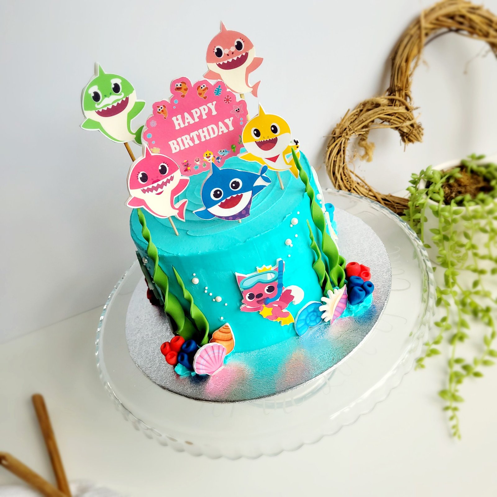Baby Shark Themed Custom Design Celebration Cake